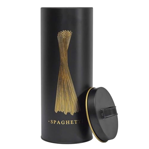 COOK CONCEPT, BT6814, Elegant Metal Box for Spaghetti, modern Design, optimal Protection Against Humidity, Easy to clean, Generous Capacity, airtight, Black and Gold, 1.5L von COOK CONCEPT