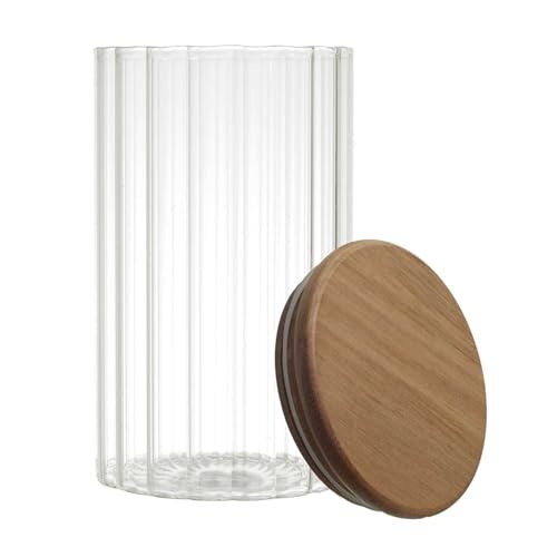 COOK CONCEPT, KA0378, Transparent Glass Storage jar with Acacia lid, modern and Aesthetic Design, ideal for Storing Food, 70 cl, transparent von COOK CONCEPT