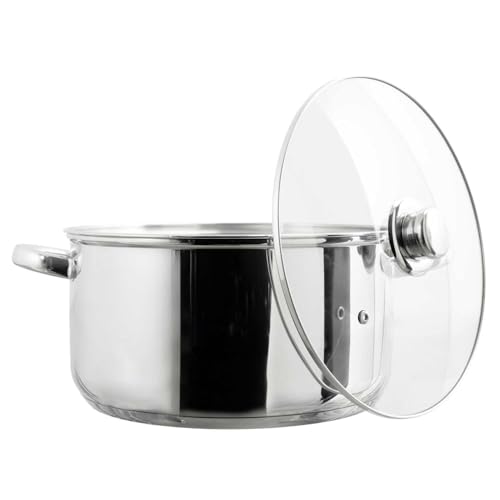 COOK CONCEPT, KC0004, Metal stockpot with Glass lid, 7L Capacity, Compatible with All Heat Sources and ovens, ideal for soups and stews, Durable and Easy to use, Silver 7L Silver von COOK CONCEPT