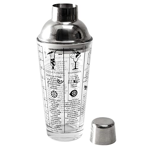 COOK CONCEPT - KV7351 – Shaker aus Glas mit Rezept, 450 ml, Tischdekoration, Getränke, Cocktail, Bier, Saft, Aperitif, Alkohol, Likör von COOK CONCEPT