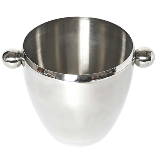 COOK CONCEPT KV7352 Eiseimer mit Griffen, Kavittier-Teke, silberfarben, Edelstahl, Metall, Edelstahl, Durchmesser 20 x Höhe 14,2 cm von COOK CONCEPT