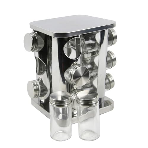 COOK CONCEPT Karussell mit 12 Gewürzen, 15.5cm x 15.5cm x 21.3cm, Silber von COOK CONCEPT