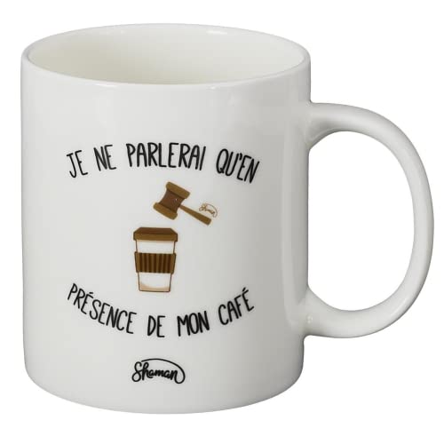 Cook Concept Le Fabuleux Shaman 42-2X-003 Kaffeebecher, Aufschrift "Je ne parreai à mon coffee", Keramik, 12 x 10 cm, Weiß und Braun von COOK CONCEPT