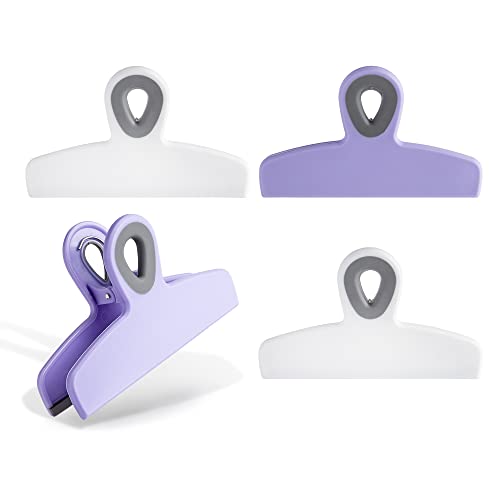 COOK WITH COLOR Beutel-Clips – robuster Chip-Clip und Kühlschrank-Magnet-Clips zur Aufbewahrung von Lebensmitteln mit luftdichtem Verschluss, Lavendel, Pack of 4 Large Clips von COOK WITH COLOR