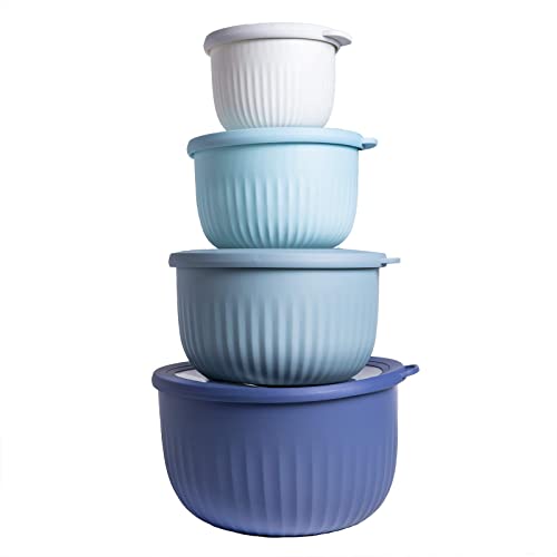 COOK WITH COLOR Prep Bowls with Lids- Deep Mixing Bowls Nesting Plastic Small Mixing Bowl Set with Lids (Blue Ombre) von COOK WITH COLOR