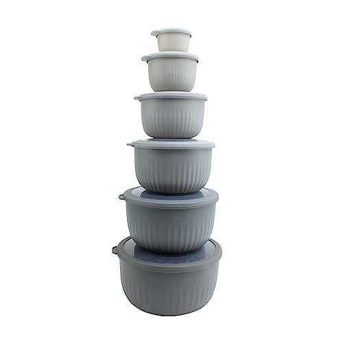 COOK WITH COLOR Prep Bowls with Lids- Deep Mixing Bowls Nesting Plastic Small Mixing Bowl Set with Lids (Grey) von COOK WITH COLOR