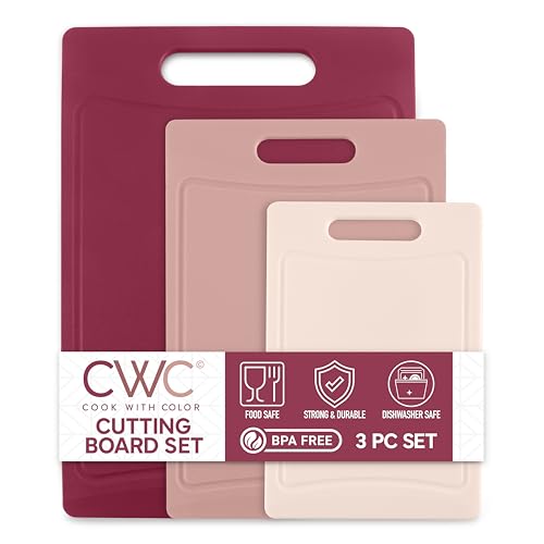 COOK WITH COLOR Rutschfestes Schneidebrett-Set – Küchenutensilien mit einfachem Griff für Fleisch, Gemüse und Obst, 3 Schneidebretter, Rose COOK WITH COLOR Rutschfestes Schneidebrett-Set – Küchenutensilien mit einfachem Griff für Fleisch, Gemüse und Obst, 3 Schneidebretter, Rose von COOK WITH COLOR