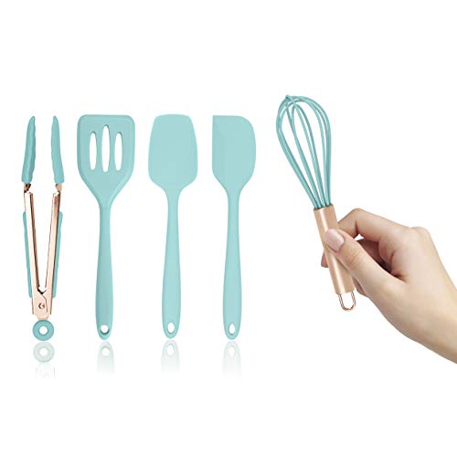 Cook With Color Mini-Küchenutensilien-Set aus Silikon, Aqua- und Rotgold, 5 Stück von COOK WITH COLOR