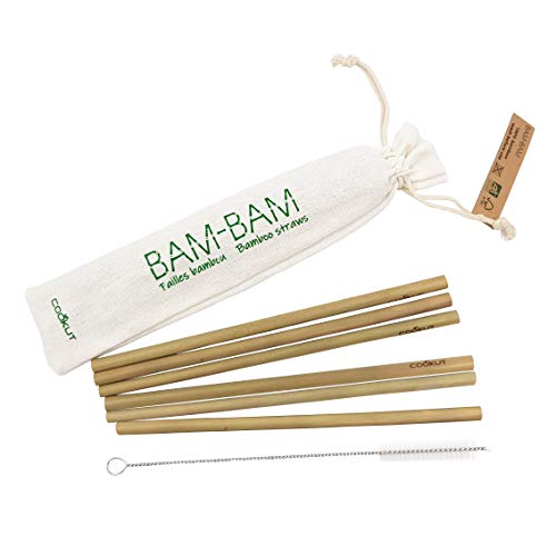 COOKUT BAM-Bamboo Trinkhalme 6er Set mit Reinigungsbürste von COOKUT