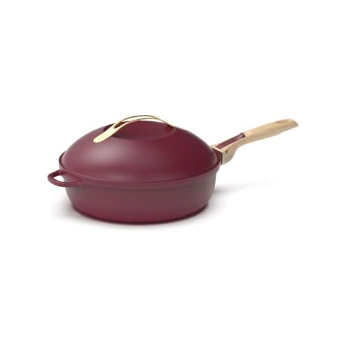 COOKUT - Die fabelhafte 8-in-1-Pfanne – 24 cm – ein einziges Utensil, das Pfanne, Topf, Schmorpfanne ersetzt – mit 2 abnehmbaren Griffen, Dampf-/Frittierkorb, Holzspatel – RUBIS von COOKUT