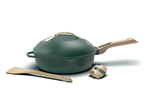 COOKUT - Die fabelhafte 8-in-1-Pfanne - Ein Utensil ersetzt Pfanne, Topf, Schmorpfanne, Schmortopf - mit 2 abnehmbaren Griffen, Dampf-/Frittierkorb, Holzspatel - CANOPEE von COOKUT