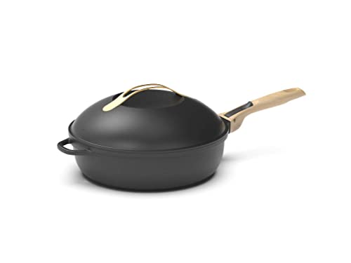 COOKUT - Die fabelhafte 8-in-1-Pfanne – ein einziges Utensil, das Pfanne, Topf, Schmorpfanne ersetzt – mit 2 abnehmbaren Griffen, Dampf-/Frittierkorb, Holzspatel – METEORE von COOKUT