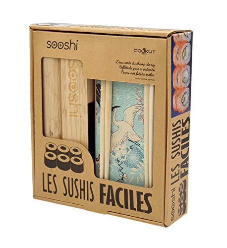 COOKUT - Sooshi Set für die Zubereitung wunderschöner Sushi-Makis, super einfach, mit Bambus-Gerät, Essstäbchen und Rezeptbuch von COOKUT