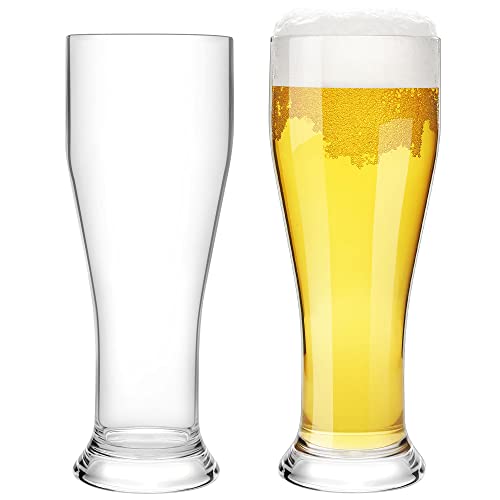 COOKY.D Bier Weizen Pintgläser Bruchsicher Tritan Kunststoff Großes Getränkegläser 480 ml / 16.8 oz Perfektes Party-Geschenk Für Pool Camping & Picknicks Spülmaschinengeeignet,Set à 2 Stück von COOKY.D