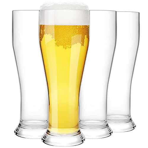 COOKY.D Bier Weizen Pintgläser Bruchsicher Tritan Kunststoff Großes Getränkegläser 480 ml / 16.8 oz Perfektes Party-Geschenk Für Pool Camping & Picknicks Spülmaschinengeeignet,Set à 4 Stück von COOKY.D