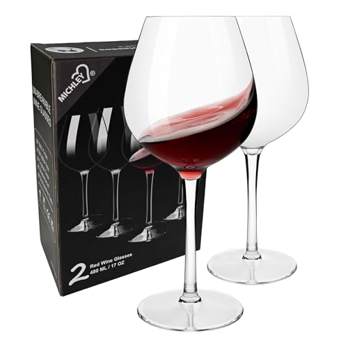 COOKY.D Große Tritan Burgunder Rotweingläser 480ml Unzerbrechliche Stielgläser für Partys & Geburtstage Spülmaschinenfest 2er-Set von COOKY.D