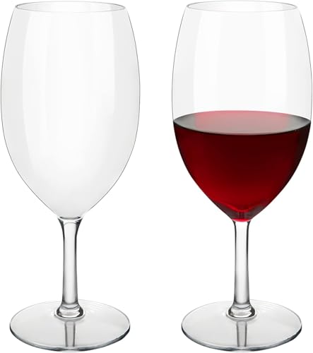 COOKY.D Großformatige schwimmende Weingläser für Pool aus Tritan-Kunststoff – Rot/Weiß - 2er-Set - 570ml - spülmaschinenfest von COOKY.D