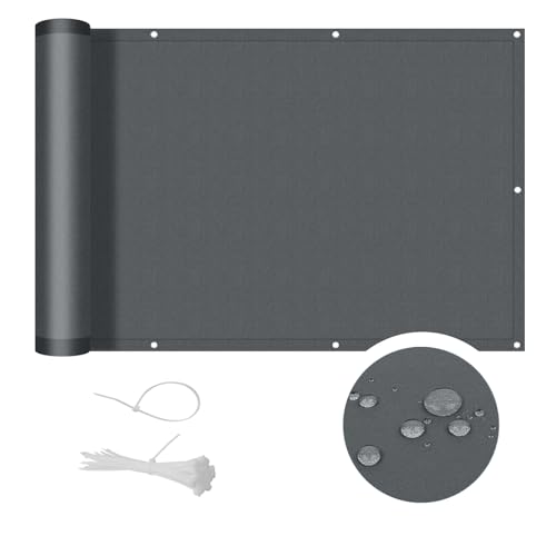 COOL AREA Balkon Sichtschutz 100x300cm Balkonverkleidung UV-Schutz PES Balkonabdeckung wetterfester mit Kabelbinder,Schutz vor neugierigen Blicken,Anthrazit von COOL AREA