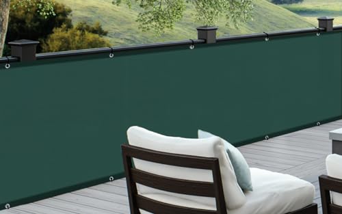 COOL AREA Balkon Sichtschutz Balkonumspannungen PES Wasserdicht wetterfester mit Kabelbinder,100x500cm,Dark Green von COOL AREA