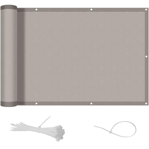COOL AREA Balkon Sichtschutz Balkonumspannungen PES Wasserdicht wetterfester mit Kabelbinder,50x400cm,Taupe(Benutzerdefinierte) von COOL AREA