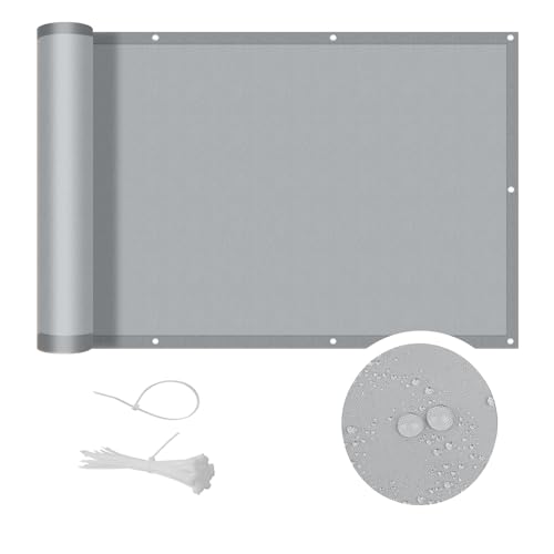 COOL AREA Balkon Sichtschutz Balkonumspannungen PES Wasserdicht wetterfester mit Kabelbinder,95x400cm,Grey(Benutzerdefinierte) von COOL AREA