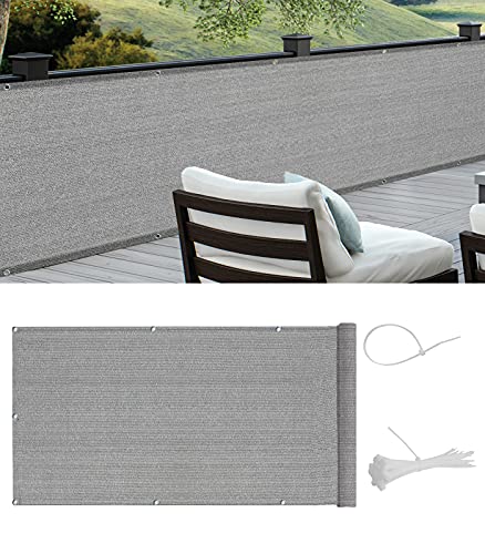 Cool Area Balkon Sichtschutz HDPE UV-Schutz Leicht Transparent ,Balkonverkleidung mit Kabelbinder, 90x300cm, Braun-grau von COOL AREA