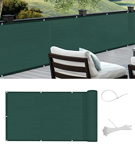 Cool Area Balkon Sichtschutz HDPE UV-Schutz Leicht Transparent,Balkonverkleidung mit Kabelbinder, 90x600cm, Dark Green von COOL AREA