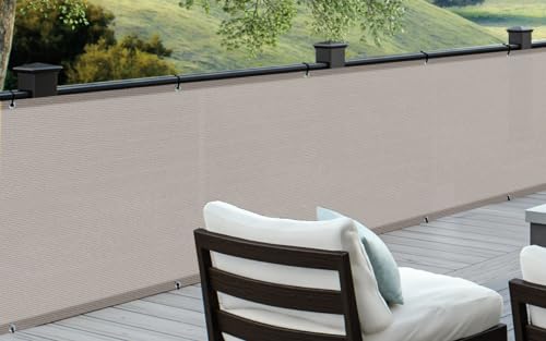 COOL AREA Balkon Sichtschutz HDPE UV-Schutz Leicht Transparent,Balkonverkleidung mit Kabelbinder,100x300cm,Taupe von COOL AREA