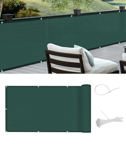 COOL AREA Balkon Sichtschutz HDPE UV-Schutz Leicht Transparent,Balkonverkleidung mit Kabelbinder,100x500cm,Dark Green von COOL AREA