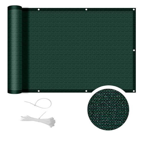 COOL AREA Balkon Sichtschutz HDPE UV-Schutz Leicht Transparent,Balkonverkleidung mit Kabelbinder,100x500cm,Dark Green von COOL AREA