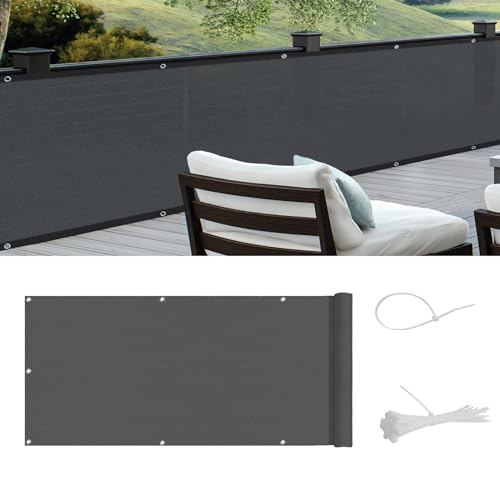 COOL AREA Balkon Sichtschutz HDPE UV-Schutz Leicht Transparent,Balkonverkleidung mit Kabelbinder,80x500cm,Graphit von COOL AREA