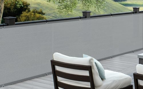 COOL AREA Balkon Sichtschutz HDPE UV-Schutz Leicht Transparent,Balkonverkleidung mit Kabelbinder,80x500cm,Grau von COOL AREA