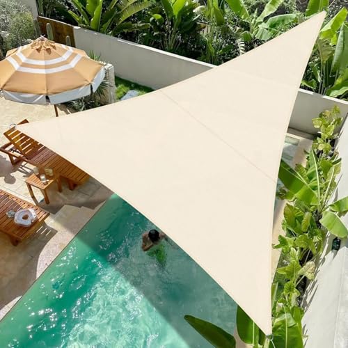 COOL AREA Sonnensegel Wasserdicht 3x3x3m Dreieckig Sonnenschutz 95% UV Schutz Wasserabweisend Segel PES für Garten Balkon Terrasse-Helles Khaki von COOL AREA