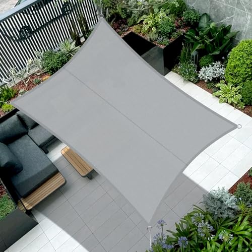 COOL AREA Sonnensegel Wasserdicht 3x5m Rechteckig Sonnenschutz 95% UV Schutz Wasserabweisend Segel PES für Garten Balkon Terrasse-Grau von COOL AREA