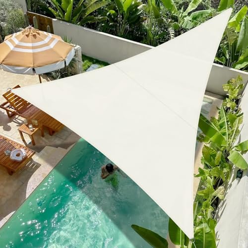 COOL AREA Sonnensegel Wasserdicht Dreieckig 4x4x4m Sonnenschutz UV Schutz Windschutz,Geeignet für Außenbereiche wie Garten und Balkone,Terrasse,Creme weiß von COOL AREA