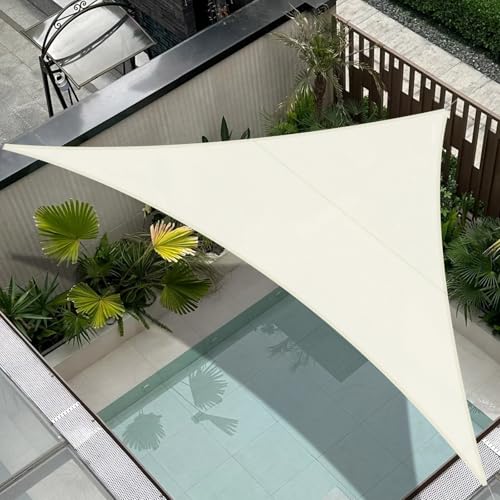 COOL AREA Sonnensegel Wasserdicht Dreieckig 5X5X7m Sonnenschutz UV Schutz Windschutz,Geeignet für Außenbereiche wie Garten und Balkone,Terrasse,Creme weiß von COOL AREA