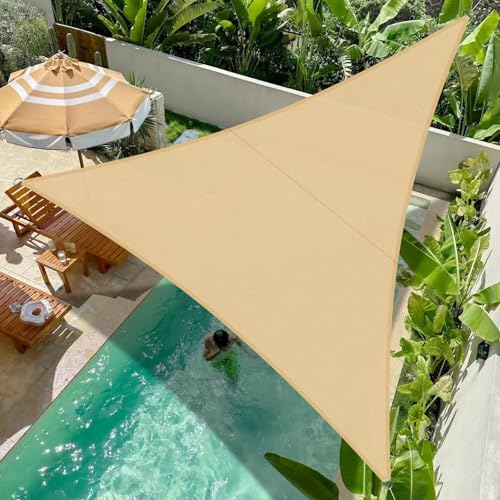 COOL AREA Sonnensegel Wasserdicht Dreieckig 5x5x5m Sonnenschutz UV Schutz Windschutz,Geeignet für Außenbereiche wie Garten und Balkone,Terrasse,Sand von COOL AREA