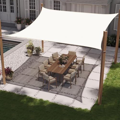 COOL AREA Sonnensegel Wasserdicht Quadratisch 4x4m Sonnenschutz UV Schutz Windschutz,Geeignet für Außenbereiche wie Garten und Balkone,Terrasse,Creme weiß von COOL AREA