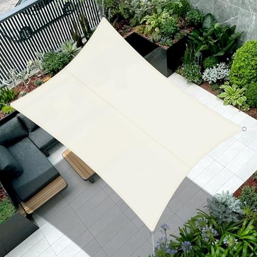 COOL AREA Sonnensegel Wasserdicht Rechteckig 2.5x3m Sonnenschutz UV Schutz Windschutz,Geeignet für Außenbereiche wie Garten und Balkone,Terrasse,Creme weiß von COOL AREA