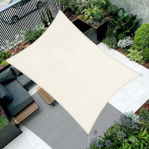 COOL AREA Sonnensegel Wasserdicht Rechteckig 2x4m Sonnenschutz UV Schutz Windschutz,Geeignet für Außenbereiche wie Garten und Balkone,Terrasse,Creme weiß von COOL AREA