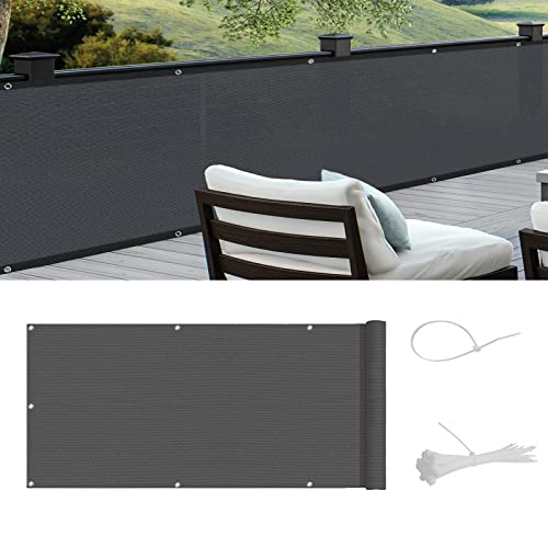 Cool Area Balkon Sichtschutz HDPE UV-Schutz Leicht Transparent ,Balkonverkleidung mit Kabelbinder, 90x400cm, Graphit von COOL AREA