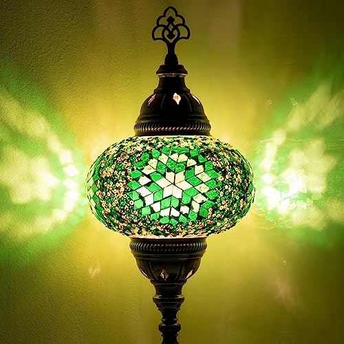 10 Variationen Orientalische Marokkanische Mosaik Tischampe Handgefertigte Türkische Dekorative Mosaiklampe (1-Grün) von COOL MOSAIK