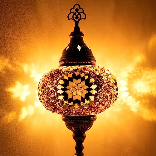 10 Variationen Orientalische Marokkanische Mosaik Tischampe Handgefertigte Türkische Dekorative Mosaiklampe (7-Hellbraun) von COOL MOSAIK