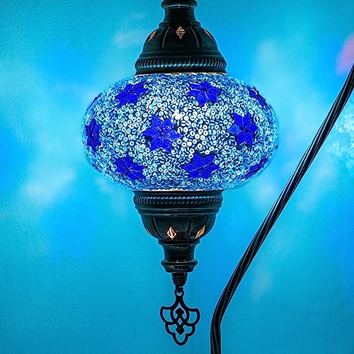 Orientalische Marokkanische Mosaik Tischampe Handgefertigte Dekorative Türkische Mosaiklampe (13. Blau Sterne) von COOL MOSAIK