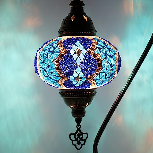 Orientalische Marokkanische Mosaik Tischampe Handgefertigte Dekorative Türkische Mosaiklampe (18. Blau) von COOL MOSAIK