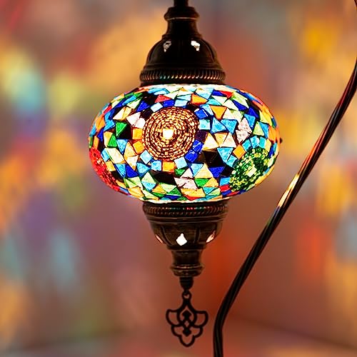 COOL MOSAIK Mosaiklampe Tischampe L Stehlampe Orientalische Marokkanische Handgefertigte Dekorative Türkische Mosaiklampe (2. Mehrfarbig) von COOL MOSAIK
