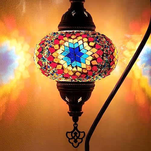 COOL MOSAIK - Marokkanische Mosaik Tischlampe, Handgefertigt, Dekorative Türkische Mosaiklampe, 4. Regenbogen von COOL MOSAIK