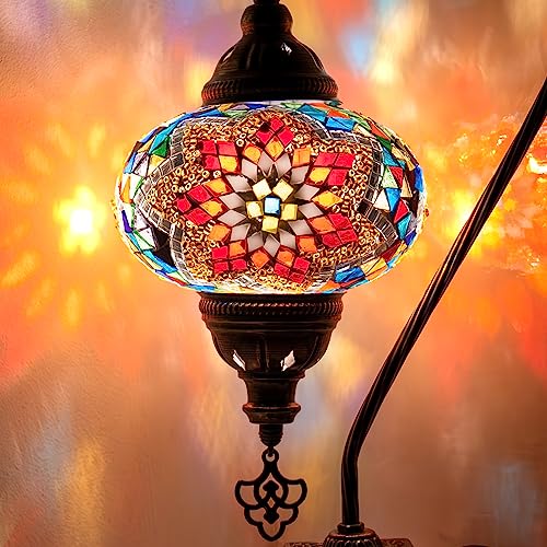 Orientalische Marokkanische Mosaik Tischampe Handgefertigte Dekorative Türkische Mosaiklampe (5. Blumen) von COOL MOSAIK