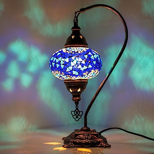 Orientalische Marokkanische Mosaik Tischampe Handgefertigte Dekorative Türkische Mosaiklampe (6. Blau) von COOL MOSAIK