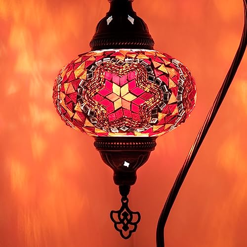 Orientalische Marokkanische Mosaik Tischampe Handgefertigte Dekorative Türkische Mosaiklampe (7. Rot) von COOL MOSAIK